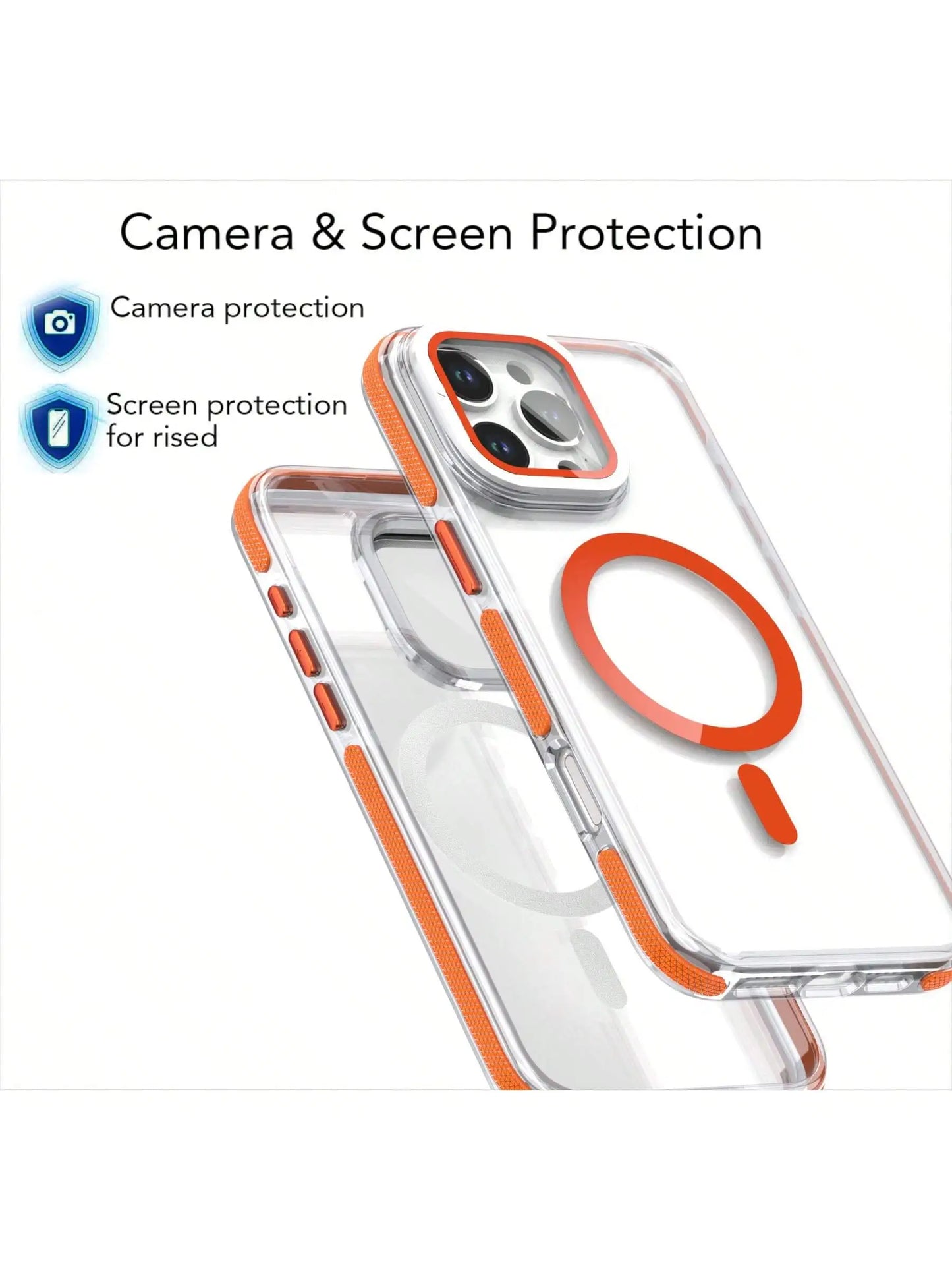 Entronix Magnetic Clear Case For IPhone 16, 15, 14, 13 Slim Shockproof Camera Prop KickStand, IPhone 16 Case Colored