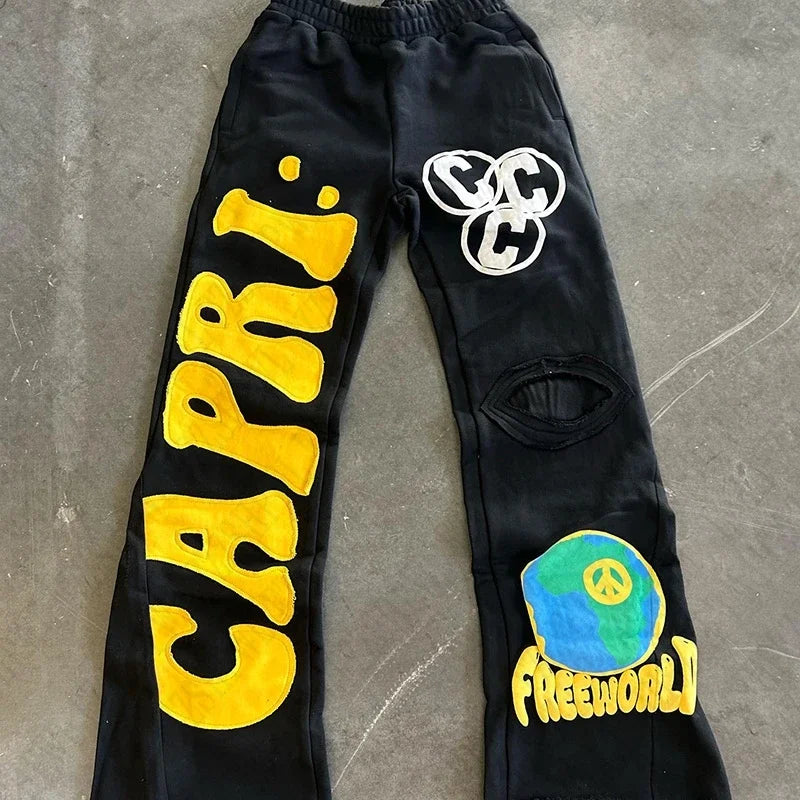 Y2K Vintage Pants Letter Print Graphic Harajuku Goth Hip Hop Streetwear Aesthetics new Casual men women Harajuku wide leg jeans