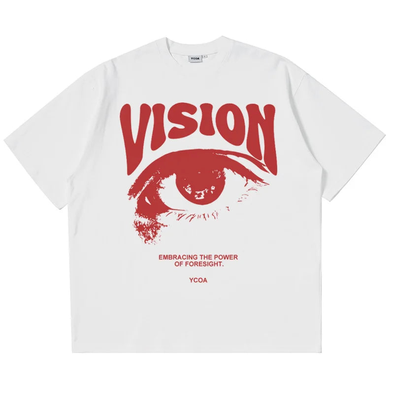 Men's T-Shirt Oversized 100% Cotton Eye Graphic Korean Summer Y2k Tops Tees Streetwear Harajuku Short Sleeve Aesthetic Clothing