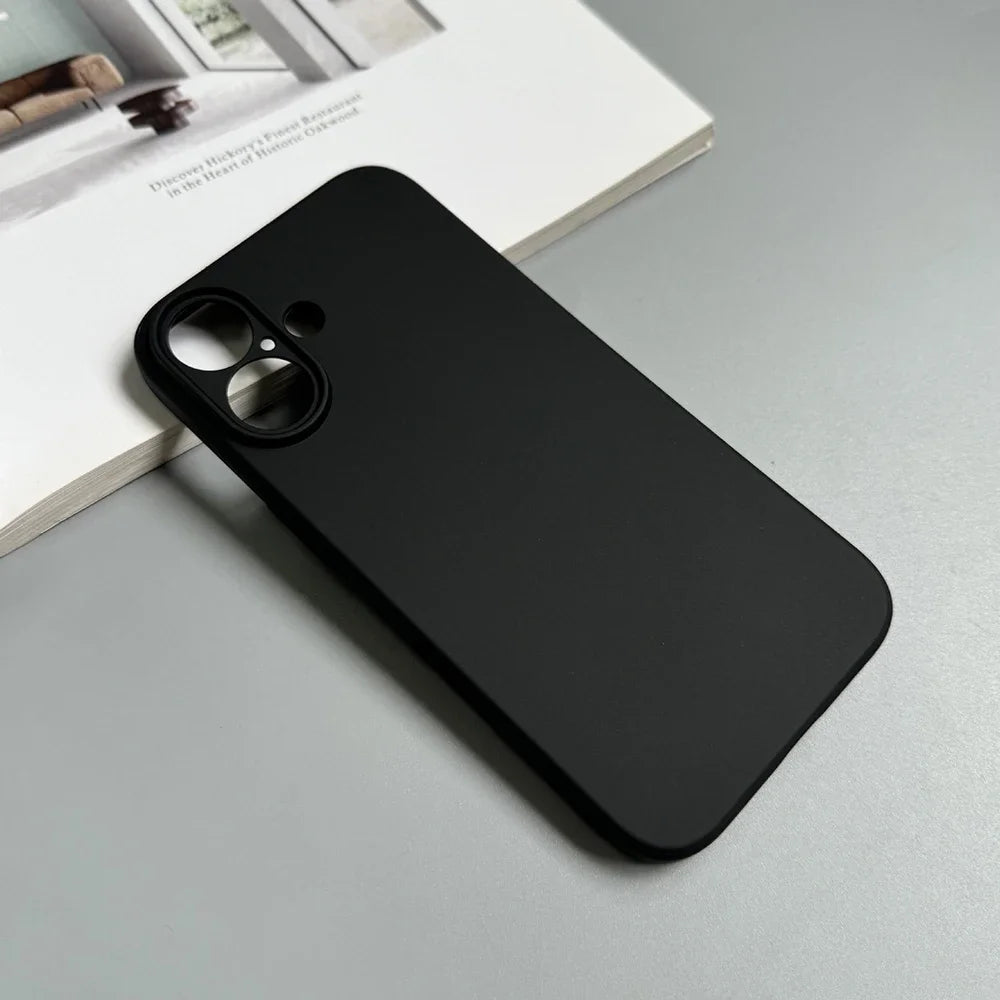 Luxury Full Black Silicone Matte Phone Case For iphone 16 15 14 13 12 11 Pro Max 16 15 14 7 8 Plus Back Cover TPU Soft Case