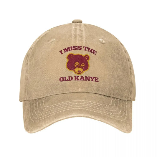 I Miss The Old Kanye West Baseball Cap College Dropout Bear Distressed Washed Hats Cap Outdoor Running Golf Gift Snapback Cap