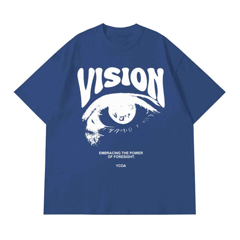 Men's T-Shirt Oversized 100% Cotton Eye Graphic Korean Summer Y2k Tops Tees Streetwear Harajuku Short Sleeve Aesthetic Clothing