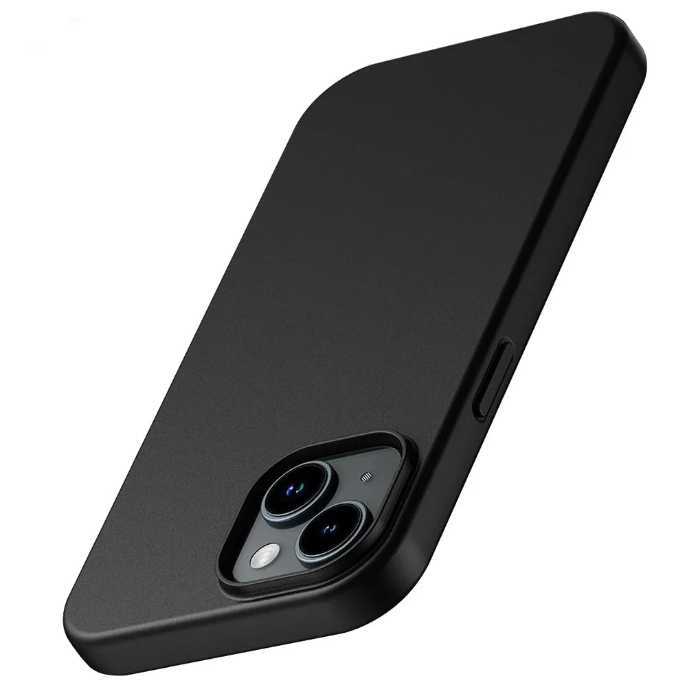 Luxury Matte Silicone Soft Case For iPhone 16 15 14 Plus 13 12 Mini 11 Pro XS Max X XR SE 7 8 Plus Ultra Thin Solid Black Cover