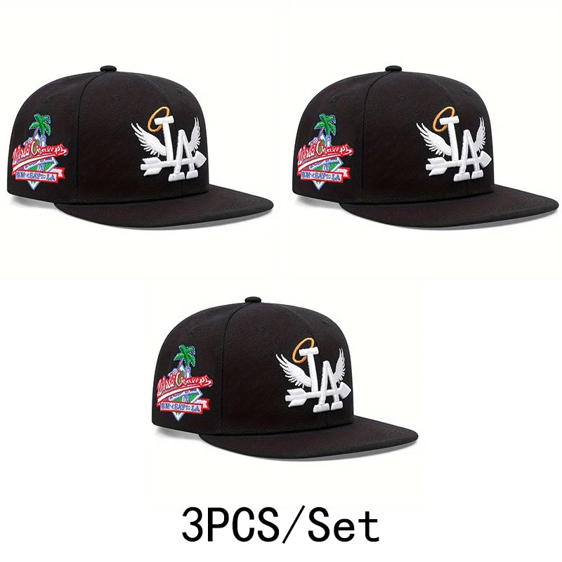 1/2/3/4PCS Fashion Unisex LA Embroidery Baseball Caps Los Angeles Snapback Hat Angel Wings Hip Hop Caps Outdoor Adjustable Hats