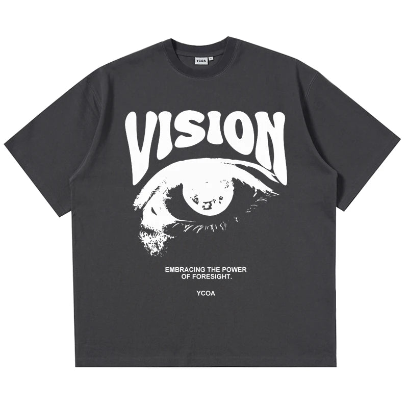 Men's T-Shirt Oversized 100% Cotton Eye Graphic Korean Summer Y2k Tops Tees Streetwear Harajuku Short Sleeve Aesthetic Clothing