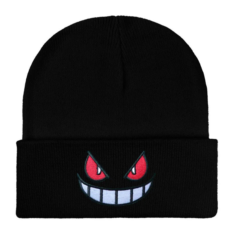 12 Colors Cartoon Embroidered Beanies Knitted Skullies Autumn Winter Warm Wool Hat Gengar Women Men Beanies