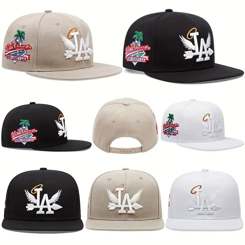 1/2/3/4PCS Fashion Unisex LA Embroidery Baseball Caps Los Angeles Snapback Hat Angel Wings Hip Hop Caps Outdoor Adjustable Hats