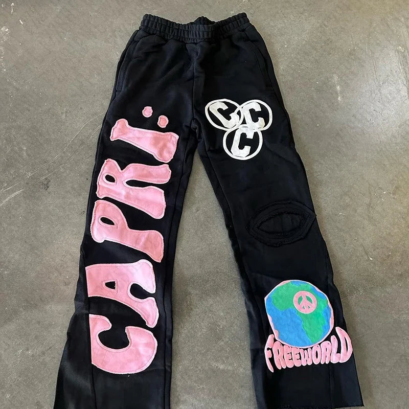 Y2K Vintage Pants Letter Print Graphic Harajuku Goth Hip Hop Streetwear Aesthetics new Casual men women Harajuku wide leg jeans