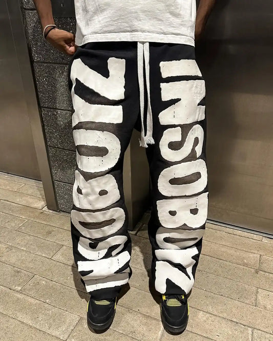 American Fashion New Street Retro Letter Patch Baggy Jogging Pants Men And Women Y2K Harajuku Hip Hop Casual Wide legs Trousers