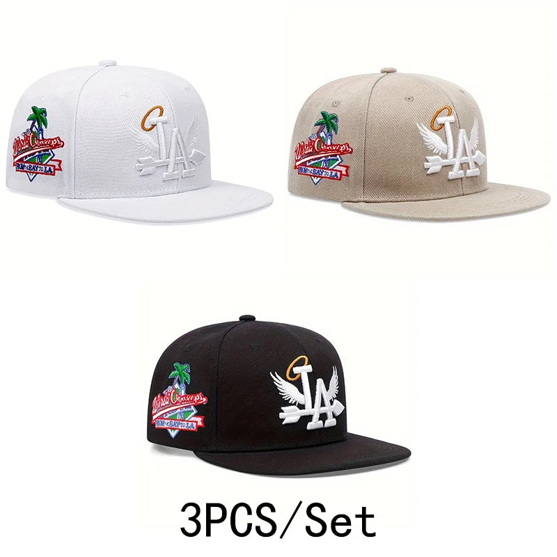 1/2/3/4PCS Fashion Unisex LA Embroidery Baseball Caps Los Angeles Snapback Hat Angel Wings Hip Hop Caps Outdoor Adjustable Hats