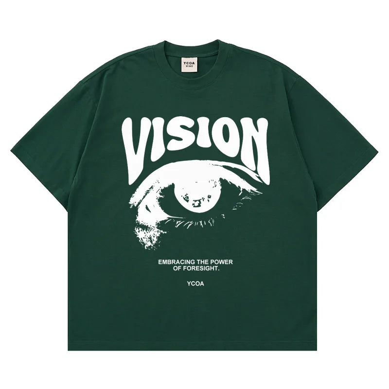 Men's T-Shirt Oversized 100% Cotton Eye Graphic Korean Summer Y2k Tops Tees Streetwear Harajuku Short Sleeve Aesthetic Clothing