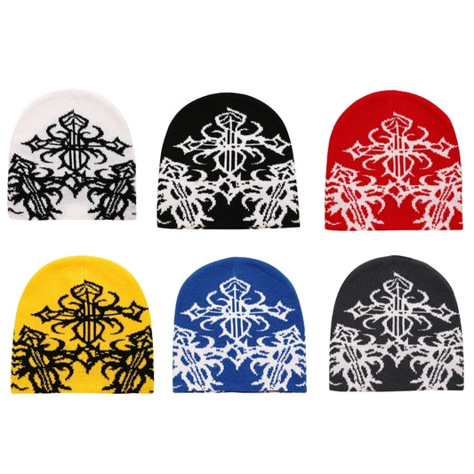 Q0KE Slouchy Cotton  Winter Warm Skull Cap Knitted Beanie Y2k Accessories Unisex Skull Cap Ski Cycling Outdoor