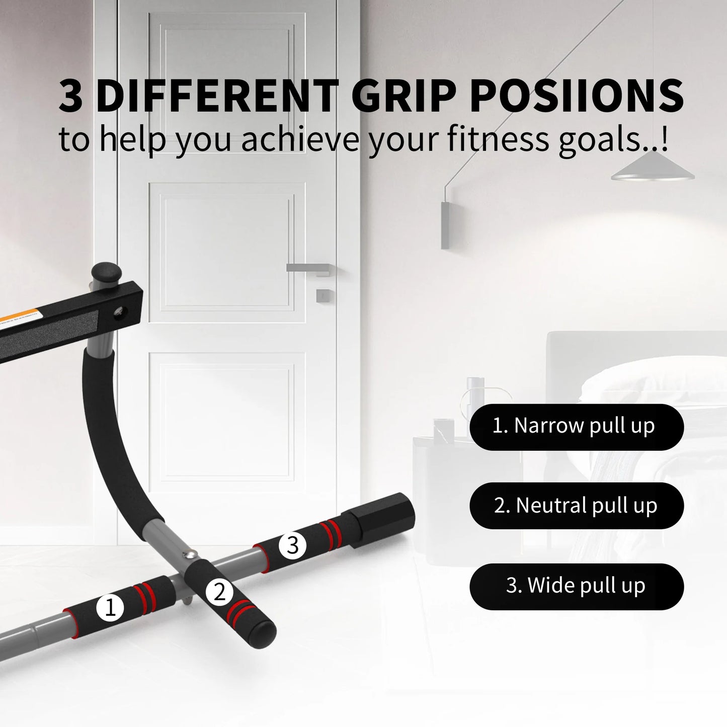 leikefitness Pull-Up Bar For Door Frame Adjustable Portable Upper Body Fitness Workout For Home Gyms