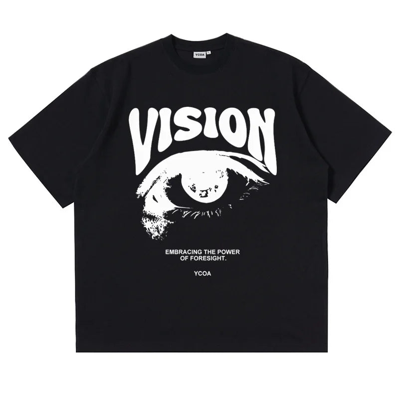 Men's T-Shirt Oversized 100% Cotton Eye Graphic Korean Summer Y2k Tops Tees Streetwear Harajuku Short Sleeve Aesthetic Clothing